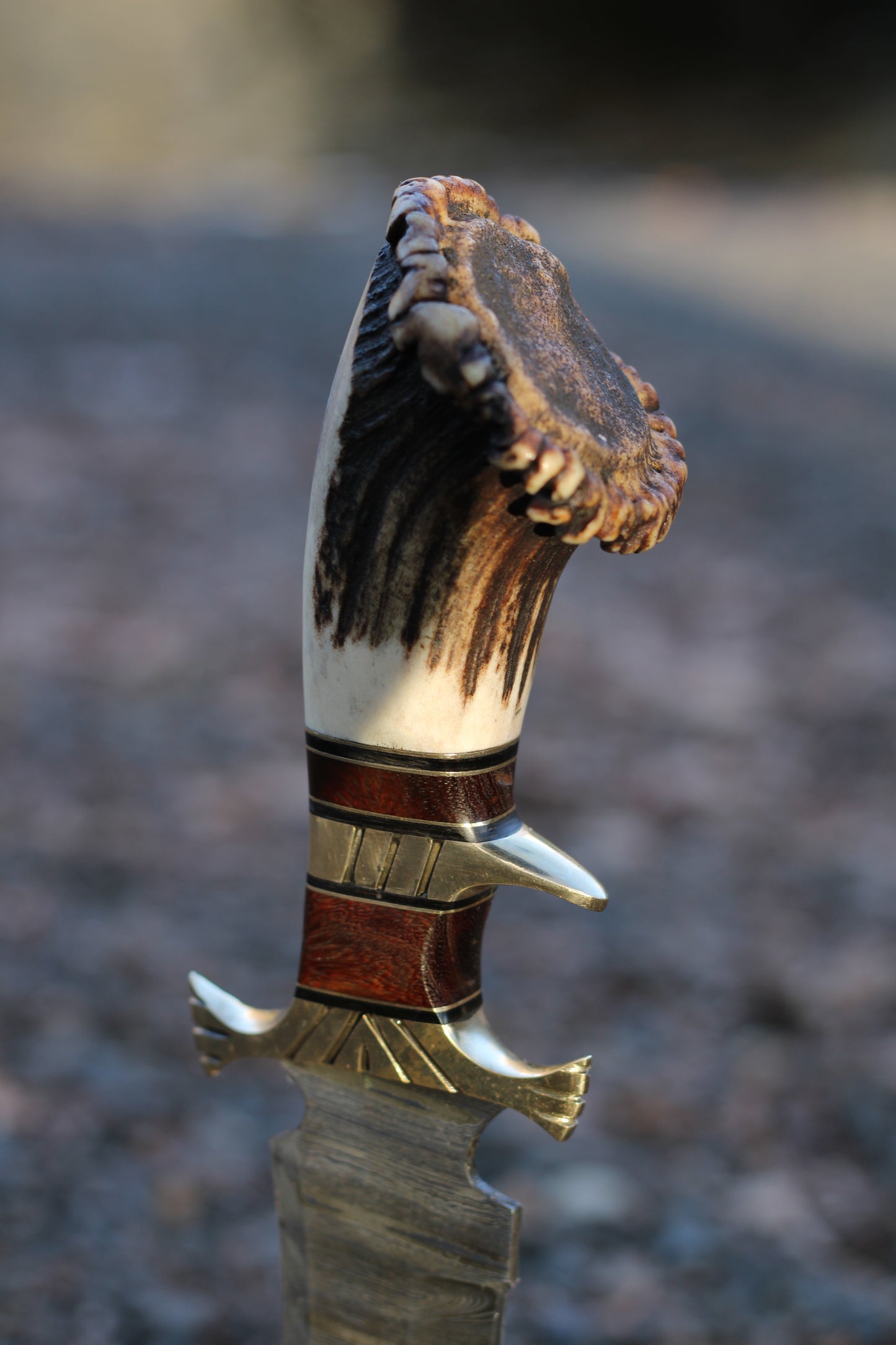 Stingmarrow’s Handcrafted Damascus Steel Hunting Knife with Genuine Deer Antler Handle – A Unique Masterpiece for the Passionate Hunting Enthusiasts